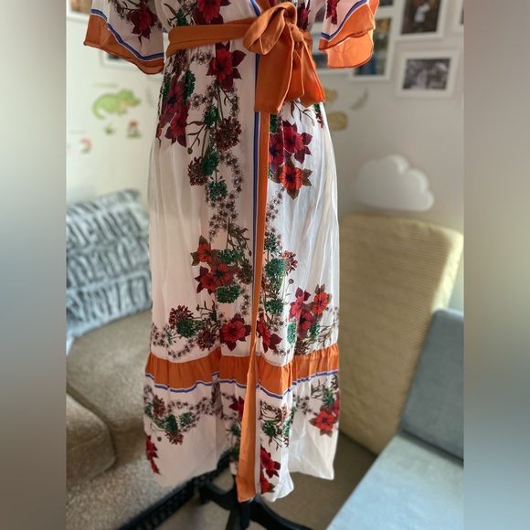 Sandro Printed Silk Midi Wrap Dress - Picture 5 of 13